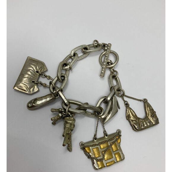 Kenneth Cole Reaction Charm Bracelet Shoes Purses Keys Mostly Silver Tone - Picture 1 of 11